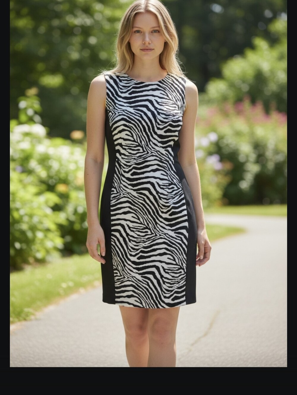 Connected Apparel zebra animal print dress